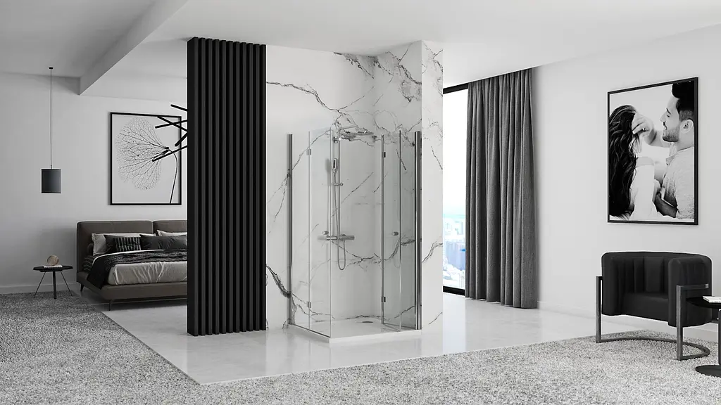 Душова кабіна Rea Fold N3 90x90 REA-K9991, Хром, Універсальна, прозорий - фото 4