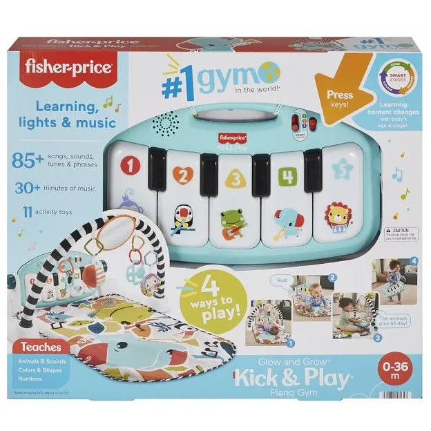 Килимок-ігровий центр Fisher-Price Натискай та грай з технологією Smart Stages блакитний (HRB13) - фото 3