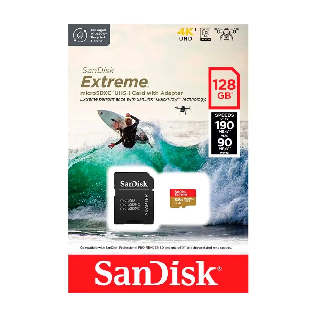 Карта пам'яті SanDisk 128GB microSD class 10 UHS-I Extreme For Action Cams and Dro (SDSQXAA-128G-GN6AA) - фото 5