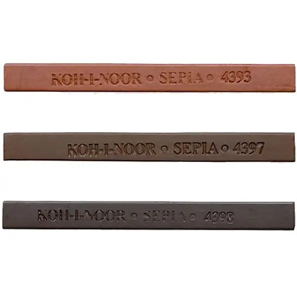 Набор художественных грифелей Koh-i-Noor Sepia Blocks 7х7х70 мм 3 цвета 6 шт. (4392) - фото 2