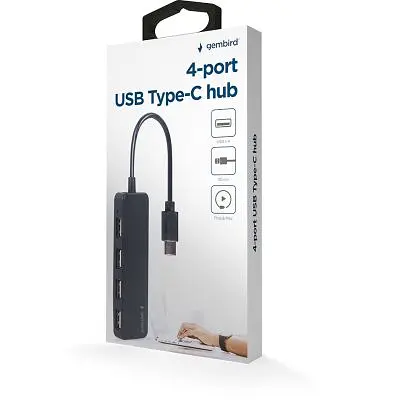 Концентратор Gembird USB-C 4 ports USB 2.0 black (UHB-CM-U2P4-01) - фото 3