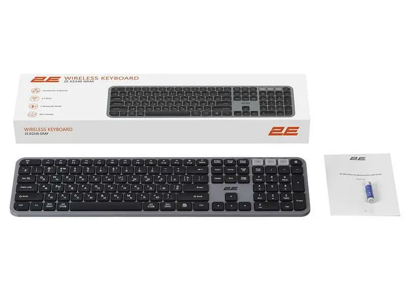 Клавіатура 2E KS240 WL BT Gray (-KS240WG) - фото 9