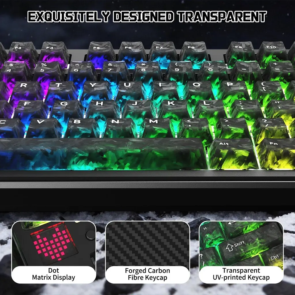 Клавіатура Attack Shark X87 Ultra RGB Meg Shark Switches Wireless Forged Carbon (AS-6979033730243-FC) [176651] - фото 7