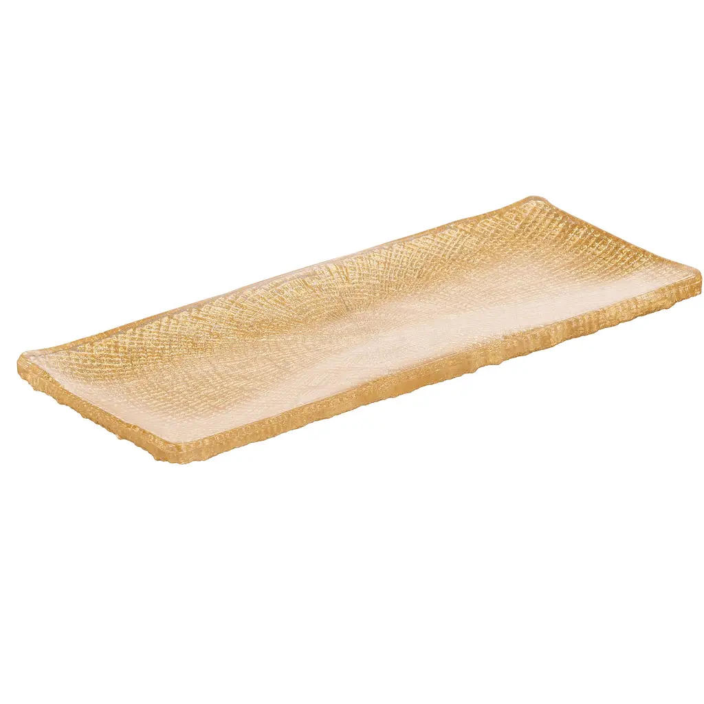 Блюдо Ardesto Golden ice скло 30.5х12.5 см золотисте (AR5054)