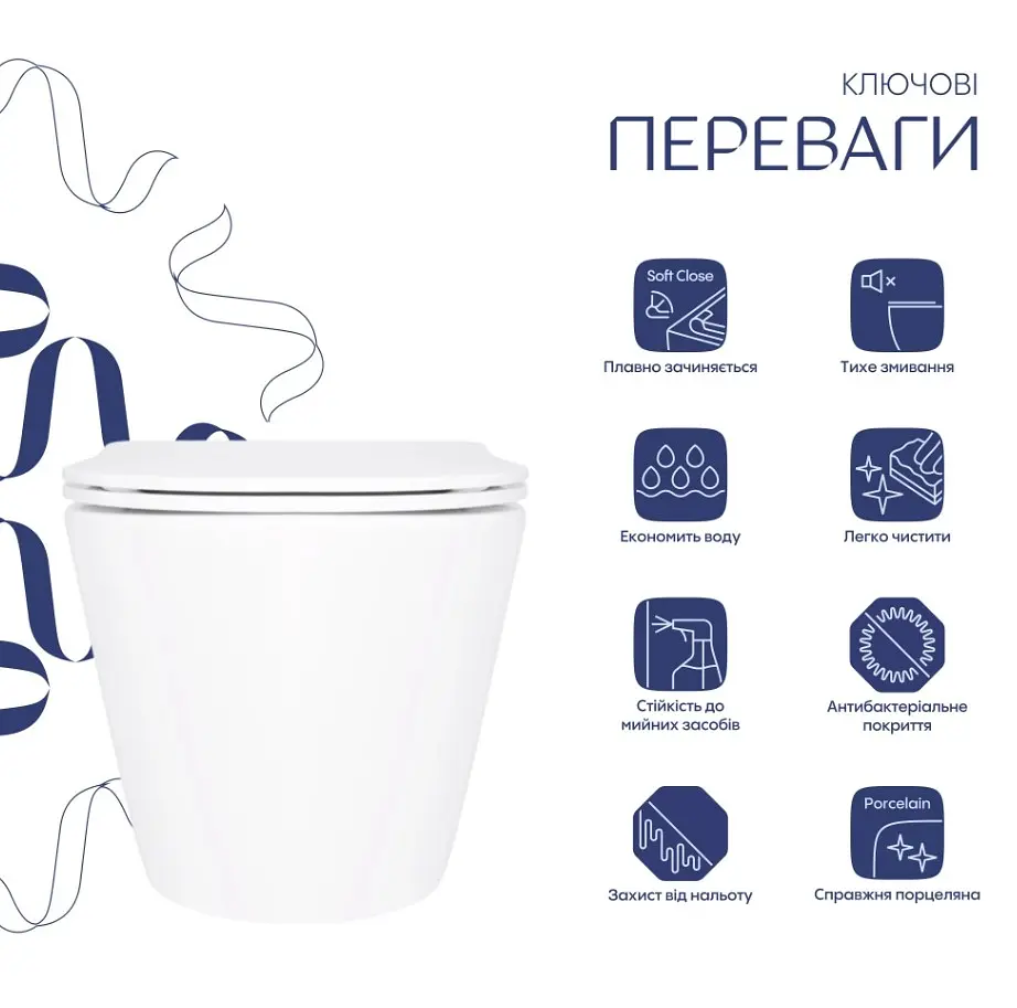 Унітаз підвісний Qtap Swan Ultra Quiet White, з сидінням Slim Duroplast/ Soft-close/ Quick Release QT16335180W - фото 2
