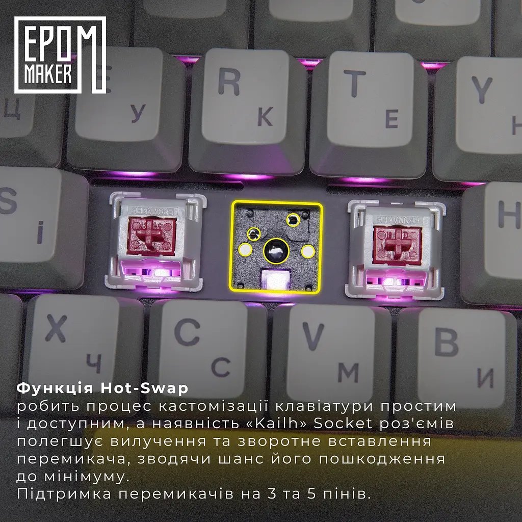 Клавіатура Epomaker Shadow-S Mulan White механічна бездротова (SHS-W-M) - фото 18