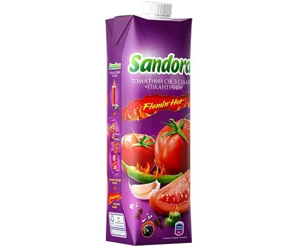 Sandora Flamin Hot, 0,95 л, Сік Томатний з сіллю Пікантний Сандора - фото 4