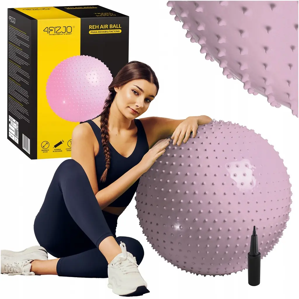 М'яч для фітнесу (фітбол) 4FIZJO 65 см масажний Anti-Burst 4FJ0617 Pink (P-5905973400220) - фото 3