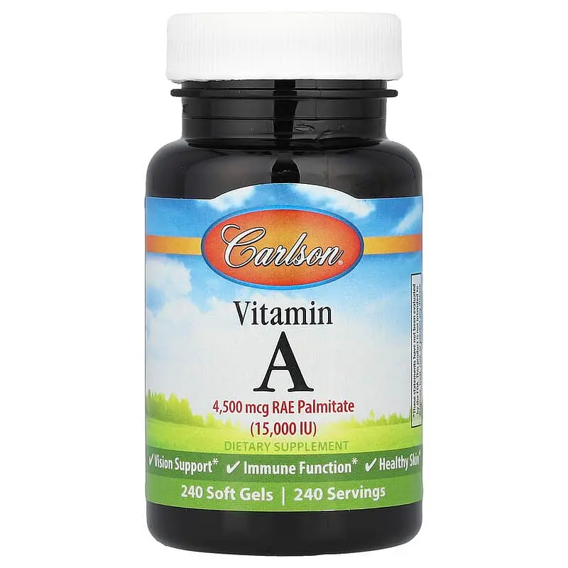 Вітамін А, Vitamin A, 4500 мкг RAE (15 000 МО), 240 гелевих капсул Carlson vit0001382