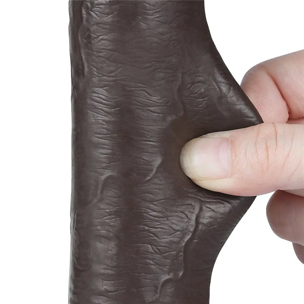 Фалоімітатор Sliding-Skin Dual Layer Dong 9 23 см (коричневий) - фото 23