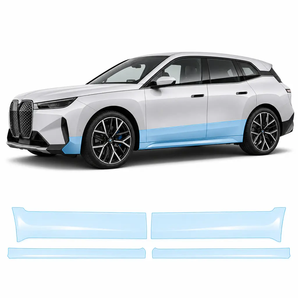Антигравійна захисна бронеплівка за лекалами для BMW iX I20 2021- нижня зона кузова та пороги
