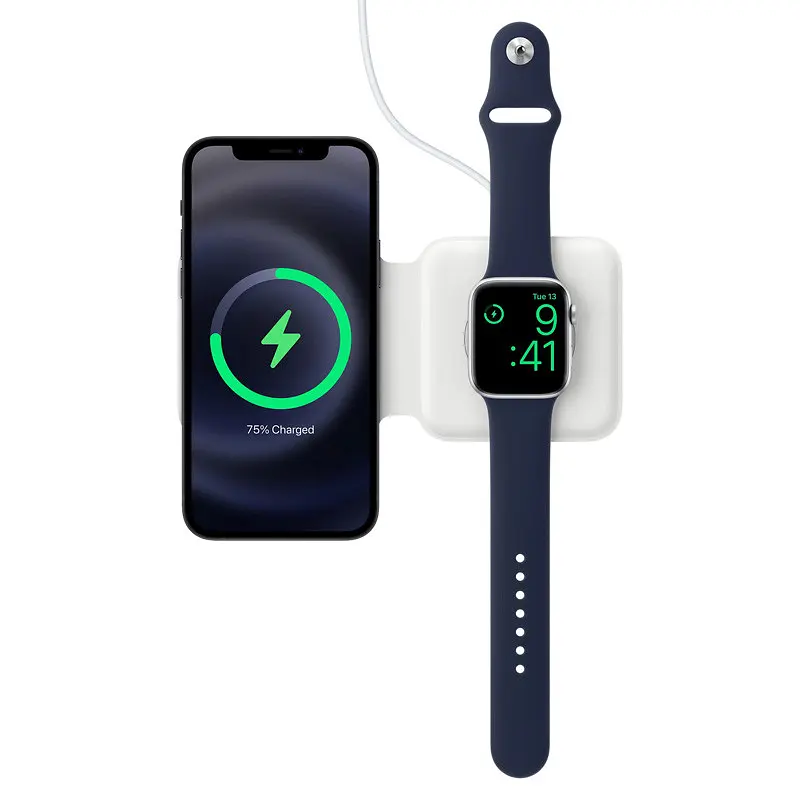 БЗП Wireless Charger with Magsafe 2in1 for Apple (AAA) (box) White - фото 5
