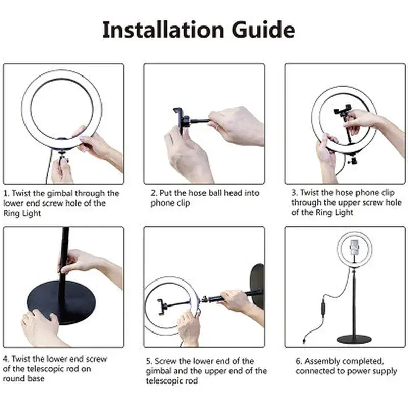Набір блогера Puluz Ring USB LED lamp 10.2"+ table mount 140cm (PKT3039) - фото 2