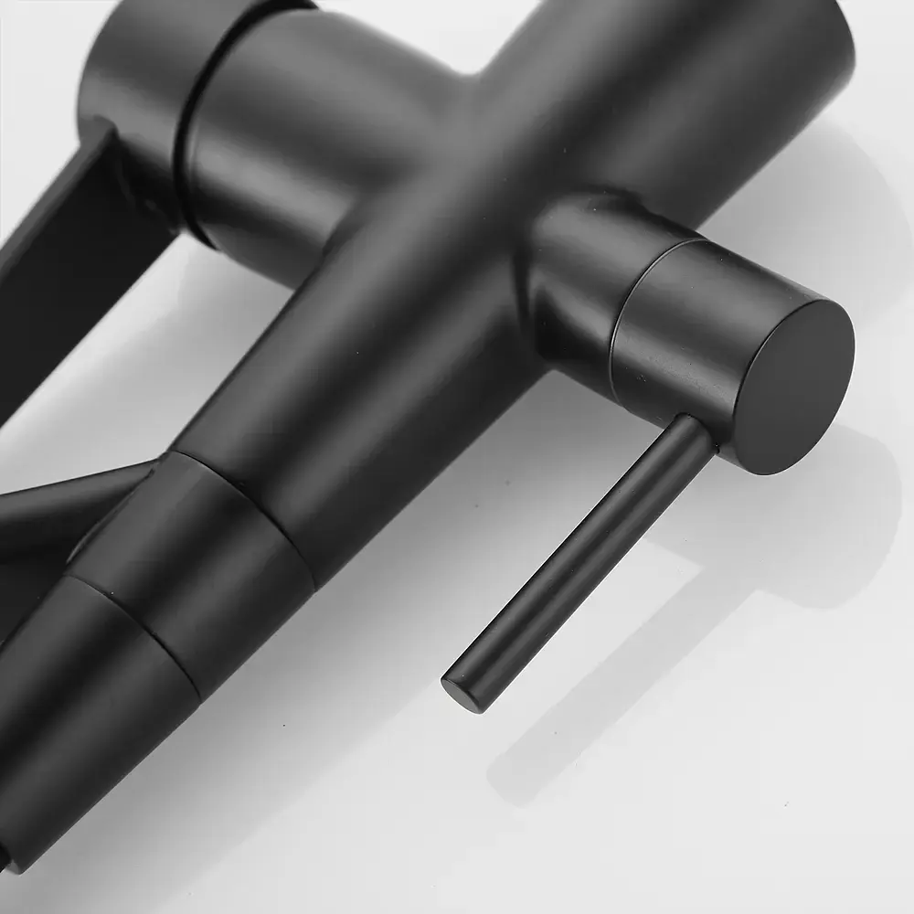 Смеситель для кухни на две воды Wezer INX4A-08-BLACK нержавеющая сталь, черный, Черный матовый - фото 4