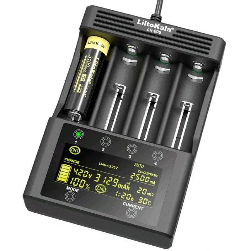 Зарядний пристрій LiitoKala , 4x(Lion/NiMH/NiCd), discharge function, display (Lii-600)