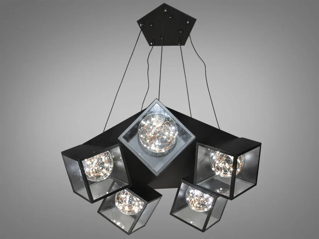 Люстра світлодіодна Diasha 6188-5 Loft, 5 плафонів, 20W, чорний, мінімалізм, модерн - фото 2