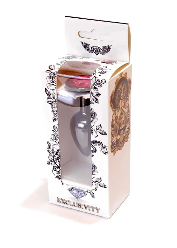 Металева анальна пробка з кристалом Boss Jewellery Dark Silver 7 см (рожевий) - фото 9