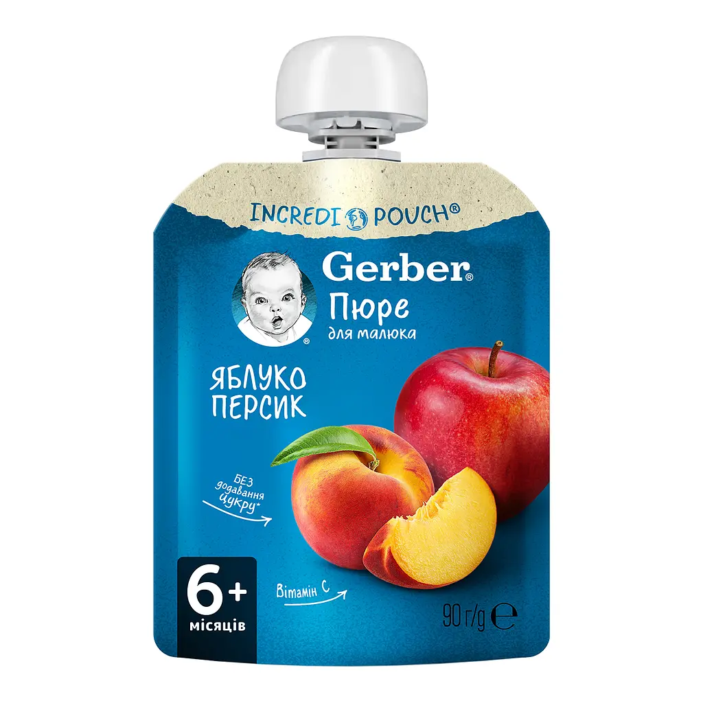 Пюре Gerber Pouch Яблуко і персик 720 г (8 шт. по 90 г) - фото 2