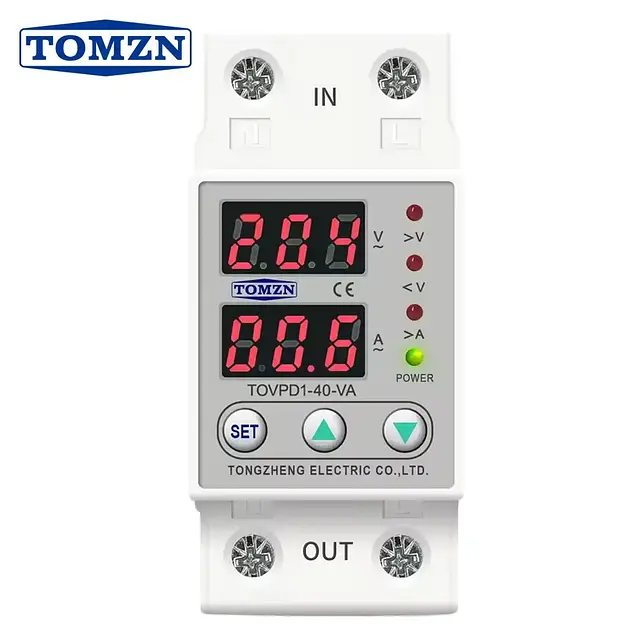Цифрове реле контролю напруги та струму однофазне TOMZN TOVPD1-40 40A Розумний захисний автомат змінного струму (19604) - фото 3