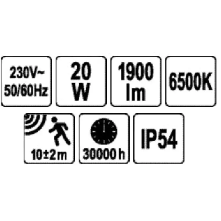 Прожектор Yato SMD LED датчик движения 20 Вт 230 В 1900 лм 30 диодов черный (YT-818271) - фото 7
