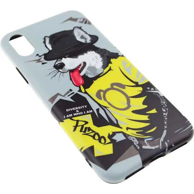Чохол-накладка PUZOO TPU Glossy Surface IMD Hip Hop iPhone X RAP Alaskan Grey - фото 3