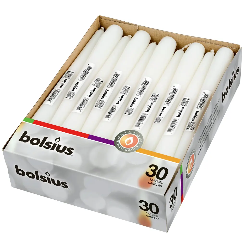 Свічки Bolsius конусні, 24,5 х2,4 см, білий, 30 шт. (359702.1) - фото 1