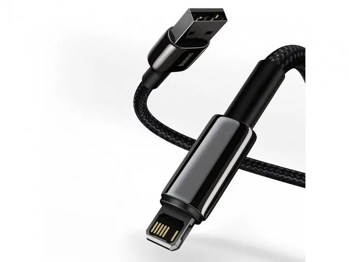 Кабель Baseus Tungsten Gold Fast Charging Data Cable USB to Lightning 2.4A 1m Black - фото 2