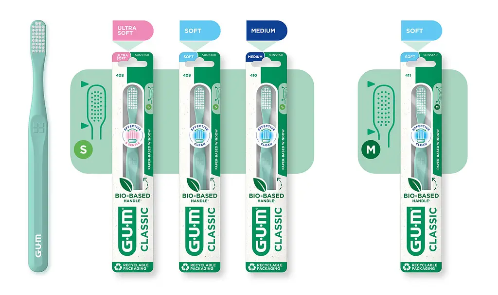Зубная щетка GUM Classic Bio-Based Handle компактная средняя синяя - фото 8
