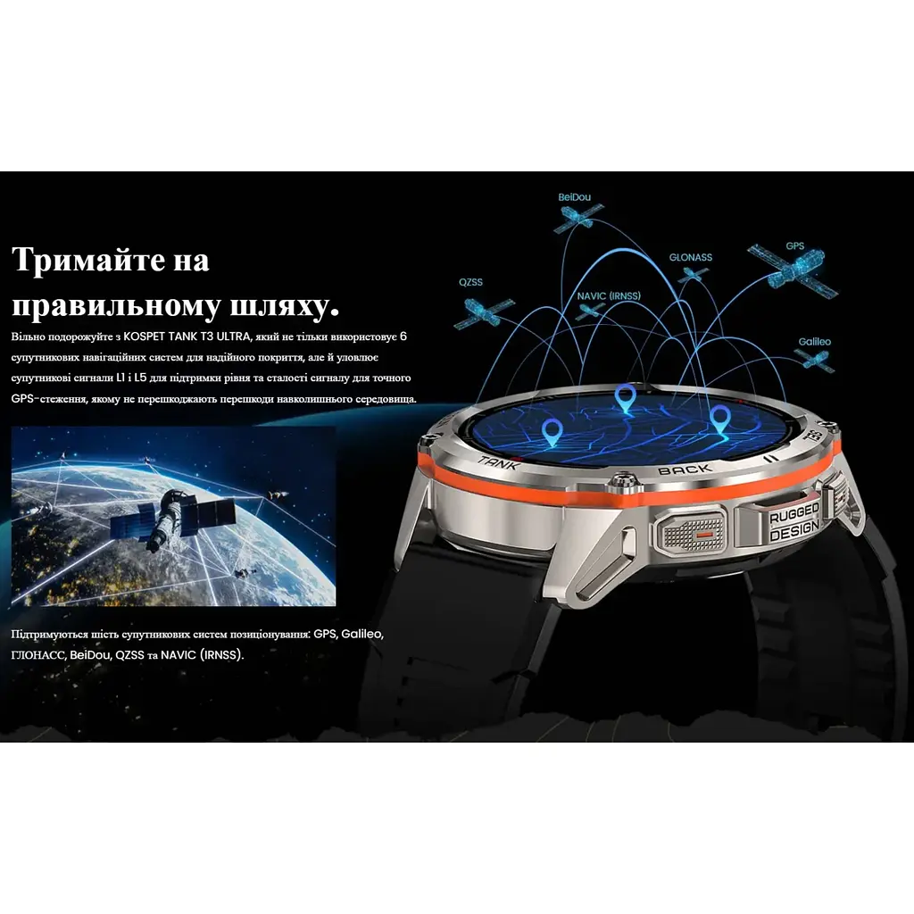 Смарт-годинник тактичний Kospet Tank T3 Ultra Special Edition Silver (KTT0003USES) - фото 7