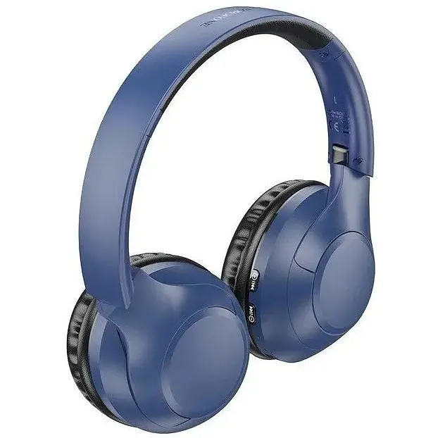 Наушники полноразмерные беспроводные Borofone BO23 Glamour BT стерео гарнитура синяя - фото 3