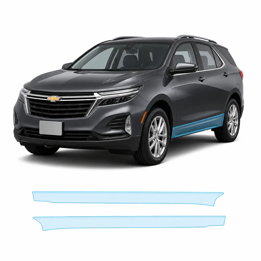 Антигравійна захисна бронеплівка за лекалами для Chevrolet Equinox IV 2021- нижня зона кузова пороги