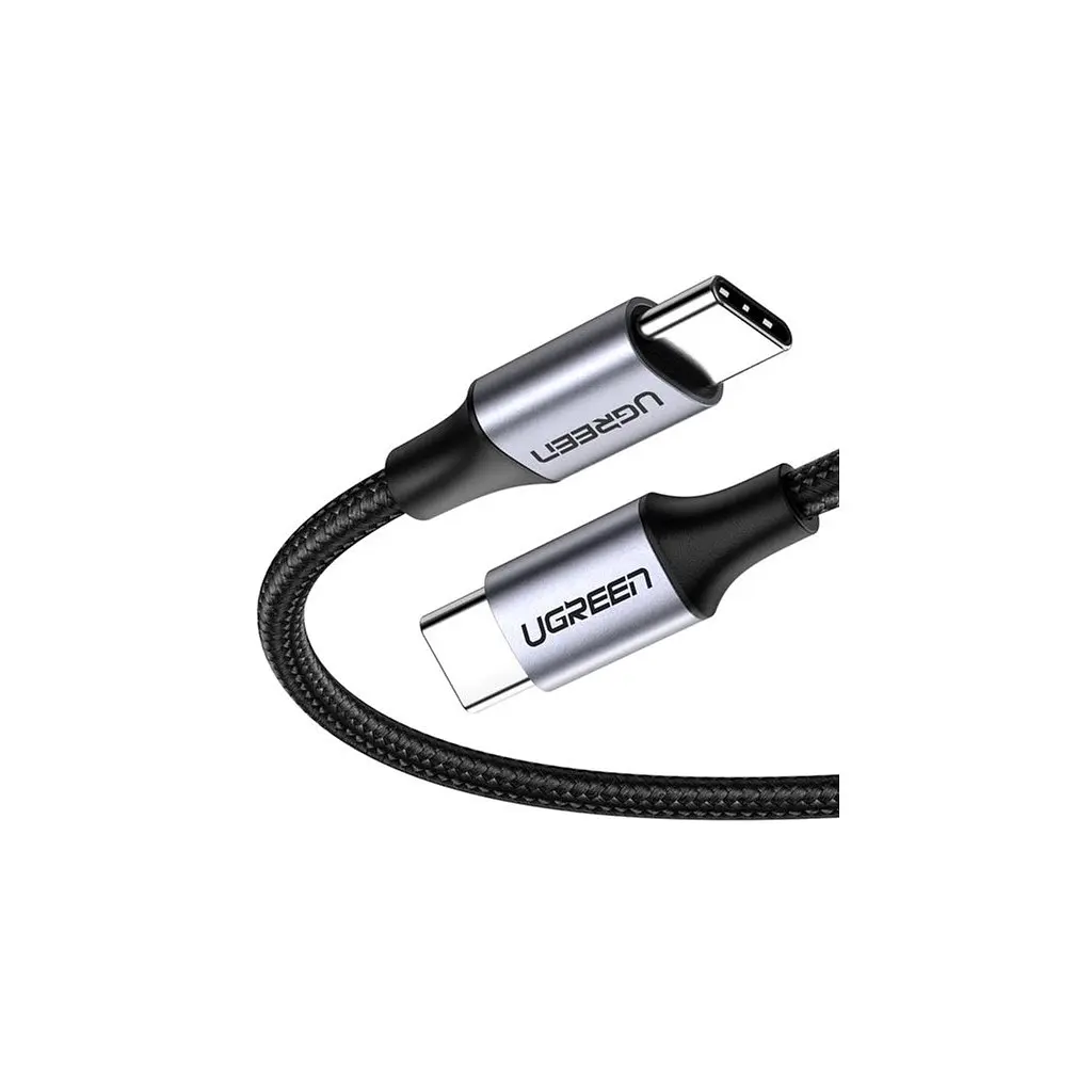 Дата кабель USB-C to USB-C 2.0m US261 18W Round Cable Nickel Plating Aluminum Shell Black Ugreen (50152) - фото 2