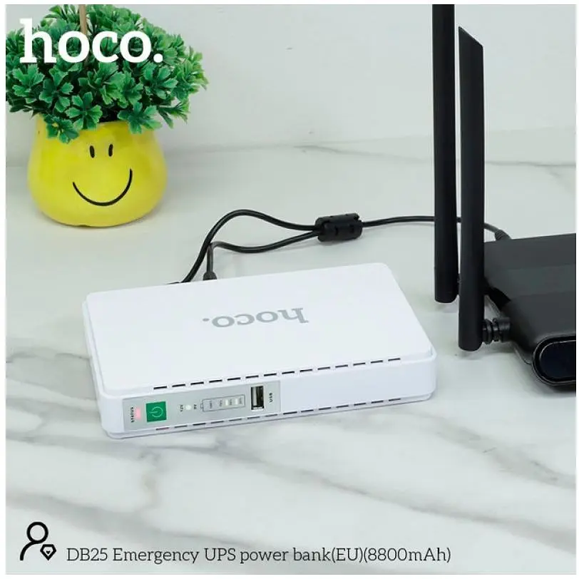 ИБП USP для роутера Hoco DB25 UPS White 8800mAh/18W/1USB/1*9-12V/1*5V/POE 15/24V - фото 8