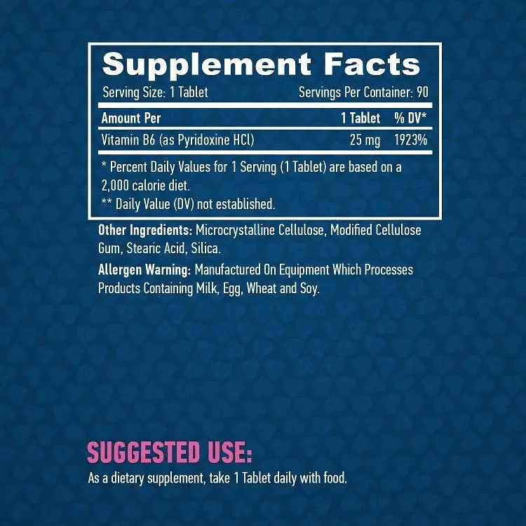 Вітамін В6 Haya Labs Vitamin B6 25 мг 90 таблеток - фото 3