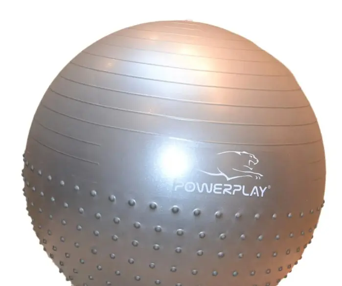 М'яч для фітнесу (фітбол) напівмасажний PowerPlay 4003 Ø65 cm Gymball Сірий + помпа (PP_4003_65cm_Light-grey) - фото 6