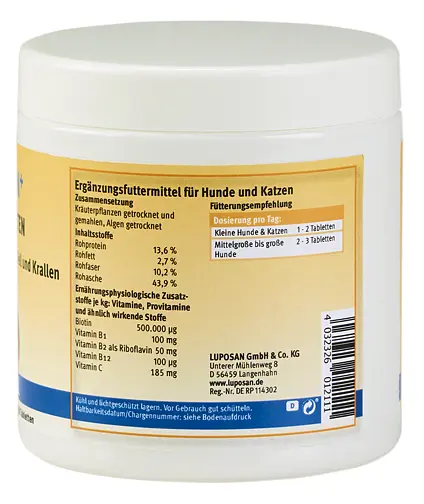 Добавка для догляду за шерстю та шкірою Luposan Biotin Tabletten 180 г - фото 2
