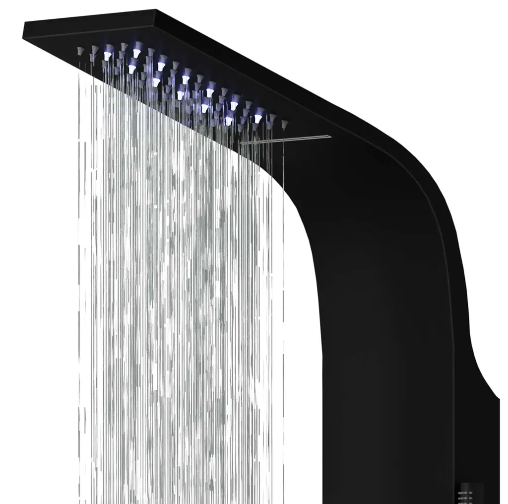 Душевая панель Corsan Kaskada black LED A014MBLLED, Черный матовый - фото 2