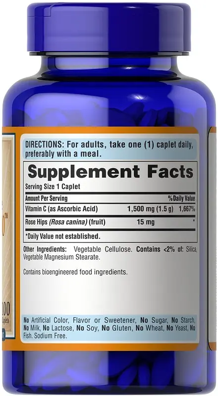 Вітамін С Vitamin C-1500 mg with Rose Hips Timed Release 100 таблеток Puritan's Pride vit0006263 - фото 2