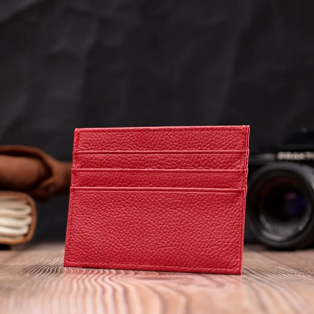 Яскравий кард-кейс із натуральної шкіри ST Leather 22445 червоний - фото 8