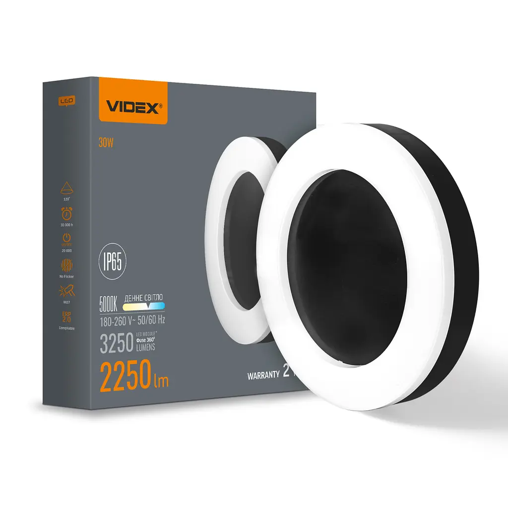 LED світильник Videx Art IP65 30 Вт 5000 K чорний (VL-BHFR-305B)
