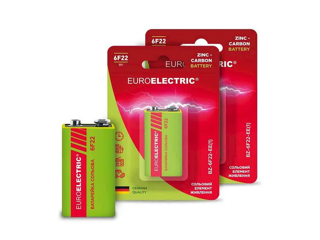Батарейка сольова EUROELECTRIC 6F22 1шт 9V blister - фото 4