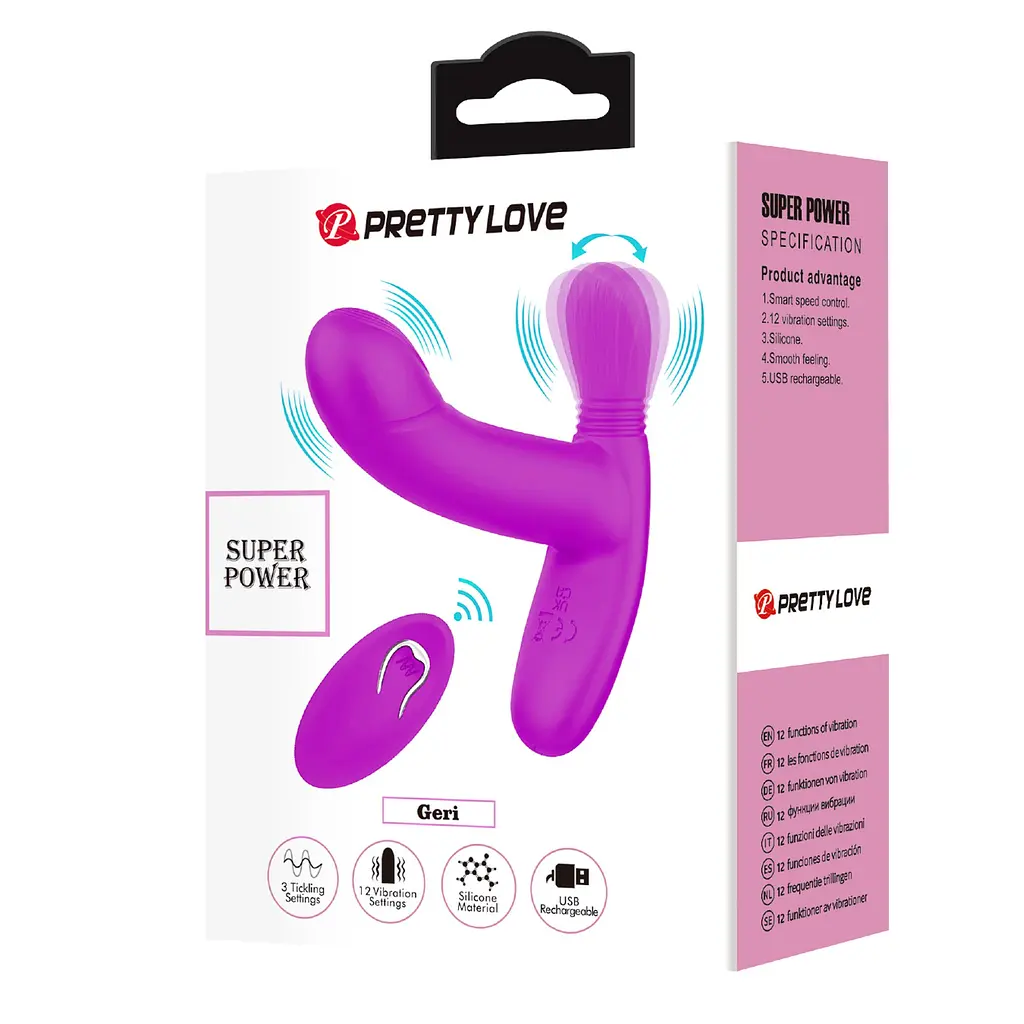 Вібратор PRETTY LOVE- Geri Purple, 12 vibration functions 3 licking settings Wireless remote contro PRETTY LOVE BI-300002W 100189 - фото 9