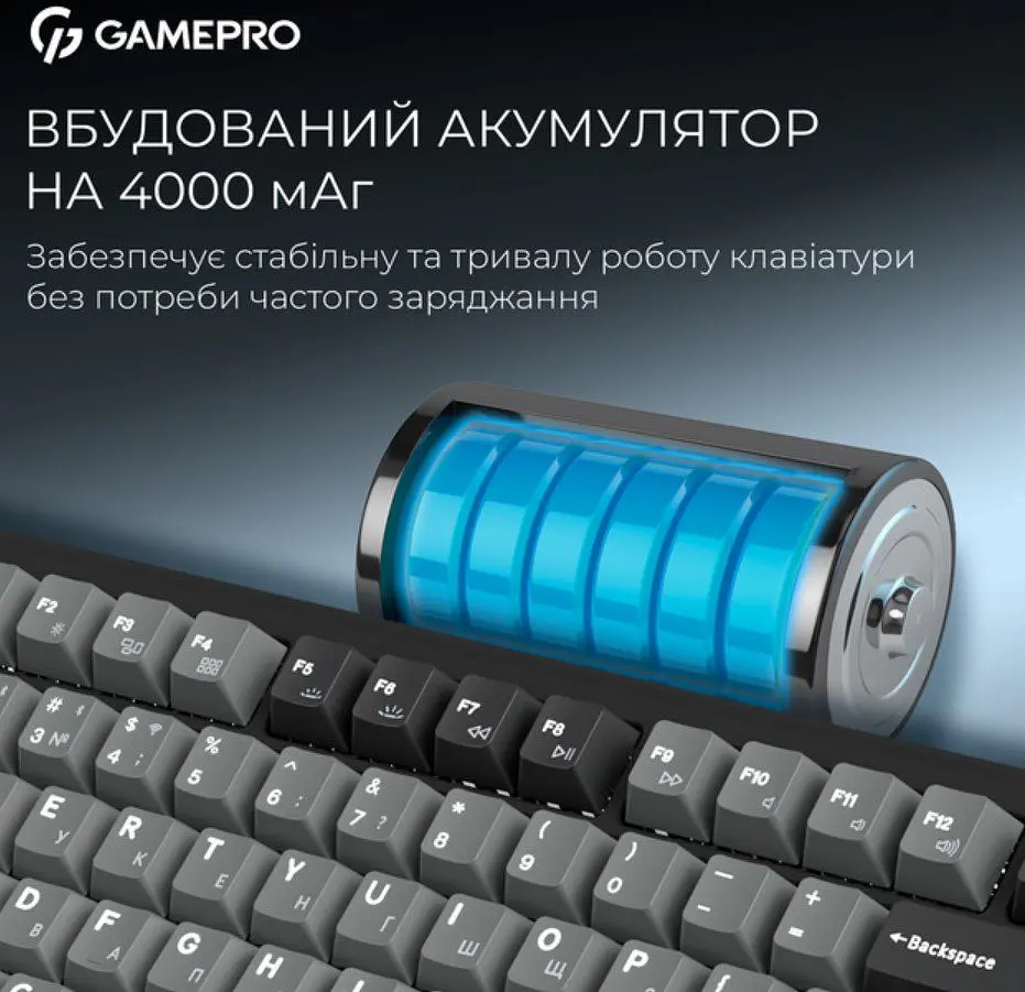 Клавиатура игровая механическая GamePro MK-266-BK Asgard Yord Keychron Super Red Switch Bluetooth 5.2/2.4 ГГц/USB Black - фото 14