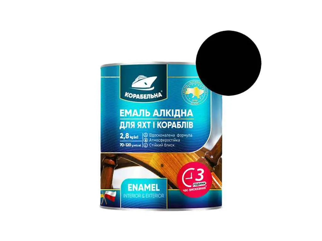 Емаль алкідна ПФ-115 КОРАБЕЛЬНА чорний 900г