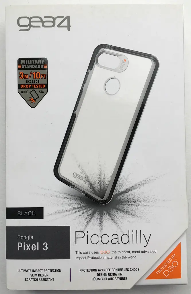 Протиударний прозорий чохол GEAR4 Piccadilly D3O з антимікробним покриттям для Google Pixel 3 (5.5") Black + Transparent - фото 3