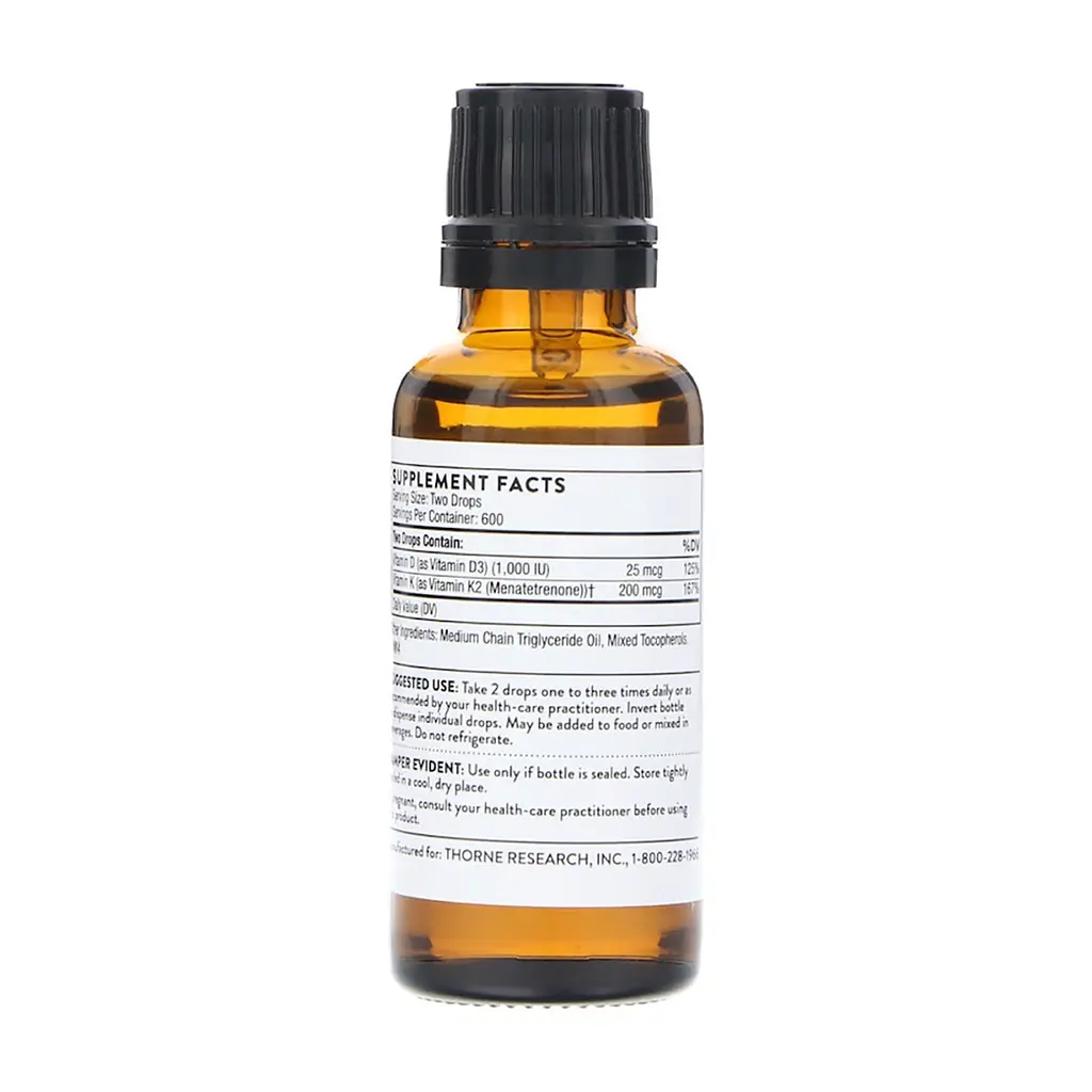 Витамин Thorne Research Витамин D3 и K2, Vitamin D/K2, 30 мл (THR-50001) - фото 2
