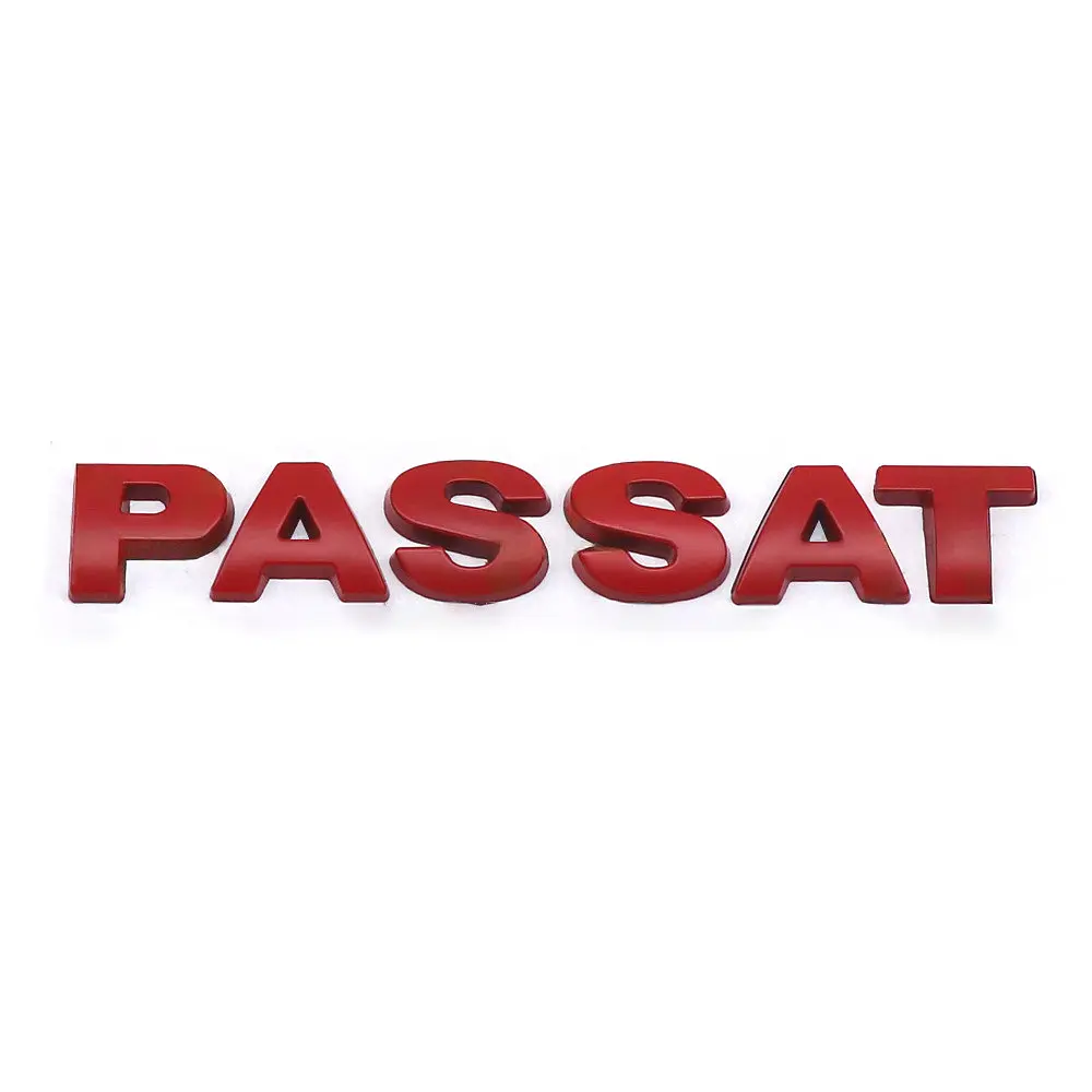 Емблема напис Passat метал (прямі літери) 115х16 мм Червона на скотчі 17803 - фото 2