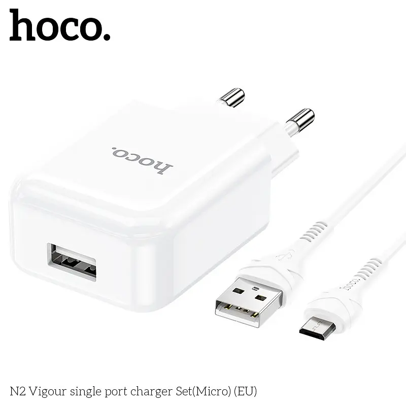 Адаптер мережевий HOCO Micro USB cable Vigour N2 білий - фото 5