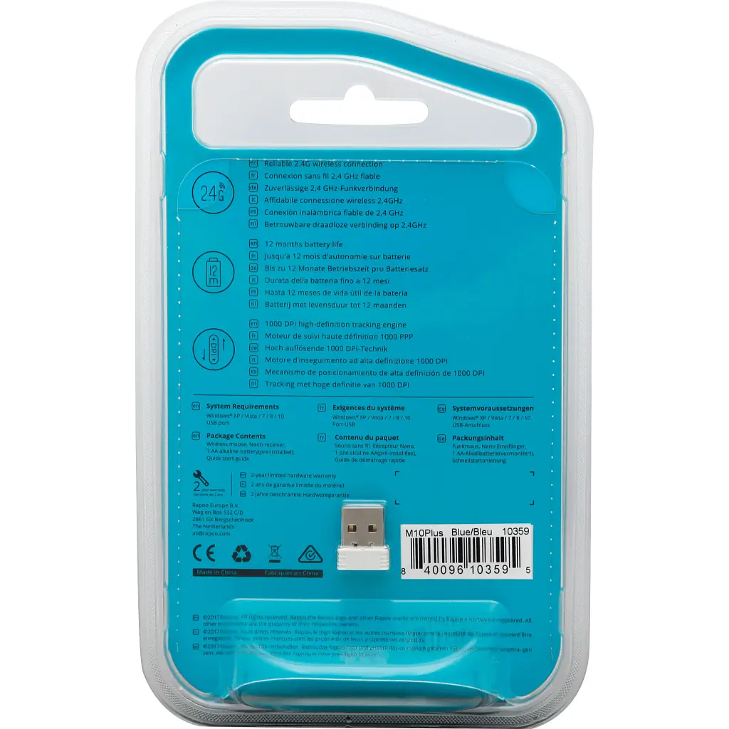 Мишка Rapoo M10 Plus Blue - фото 6