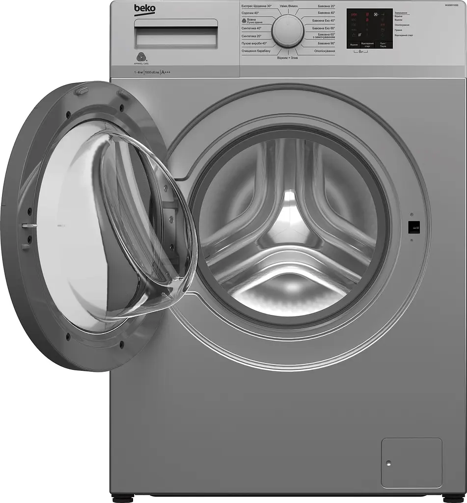 Пральна машина Beko з фронтальним завантаженням WUE6511XSS, 6кг, 1000, A+++, 42см, Дисплей, Сірий (WUE6511XSS) - фото 2